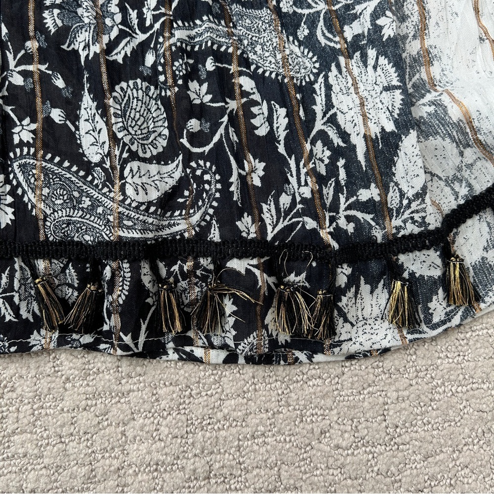 Anthropologie/Me 2 Magic Dress XL Maxi Tiered Flare Sleeve Paisley Black White - Picture 8 of 11